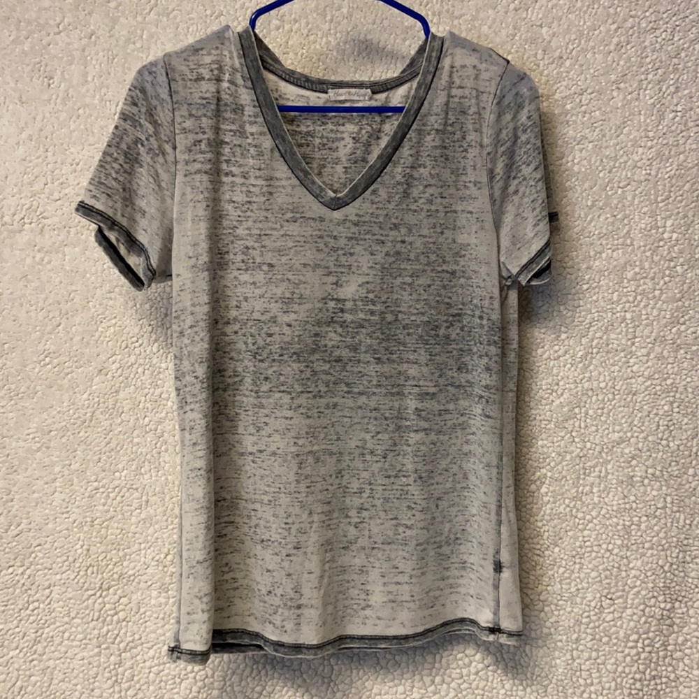 Gray distressed tee, almost sheer